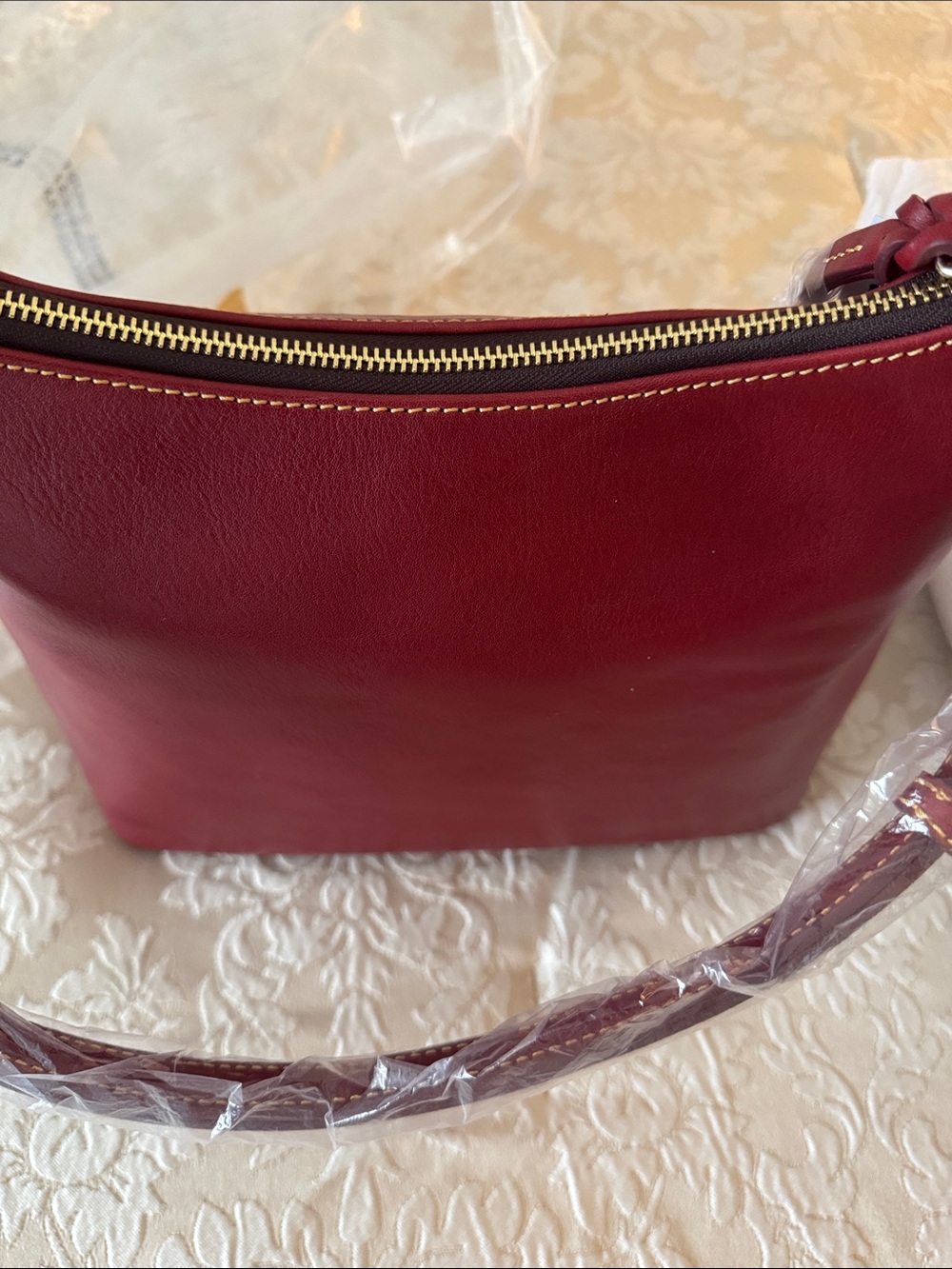 Dooney & Bourke Burgundy Leather Hobo Shoulder Bag - Picture 4 of 4